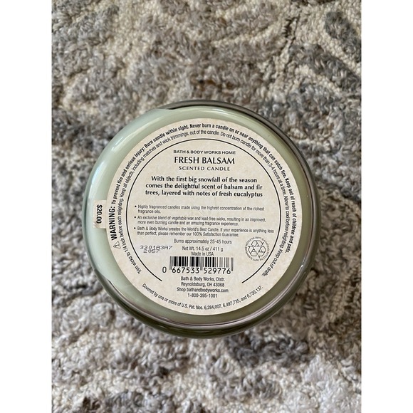 1 Bath & Body Works FRESH BALSAM Large Scented 3-Wick Candle 14.5 oz - Picture 4 of 5